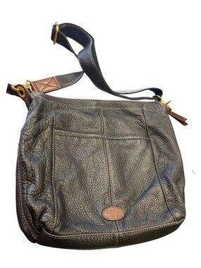 fossil Vintage wms brown leather messenger crossbody shoulder bag SKU 10-047
